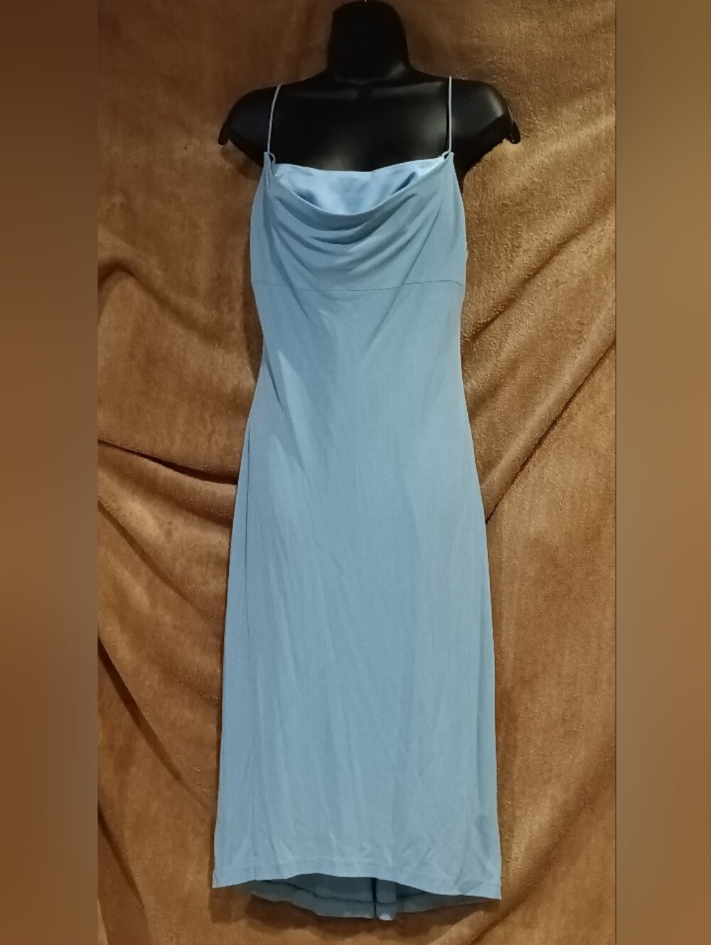 Maria Bianca Nero NWT Light Blue Slip Dress with Cowl Neck